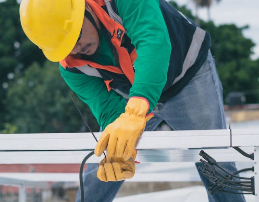 A man using PPE at work